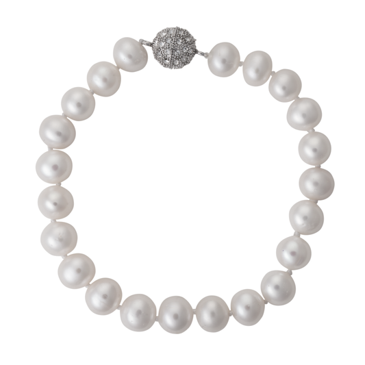 Delicate pearl bracelet with crystal clasp by Dog House Pearls