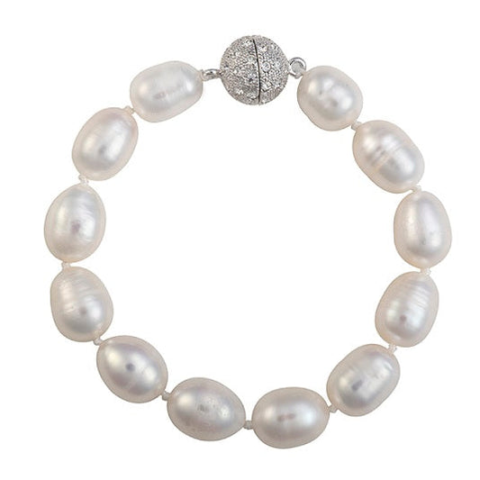 Baroque pearl bracelet with crystal clasp by Dog House Pearls