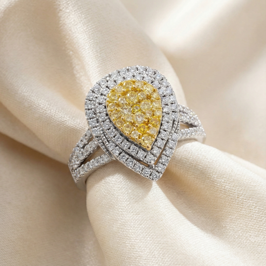 1.2ct Lab Grown Yellow Diamond Fashion Ring | 10K White Gold | Draco Olive Atalanta