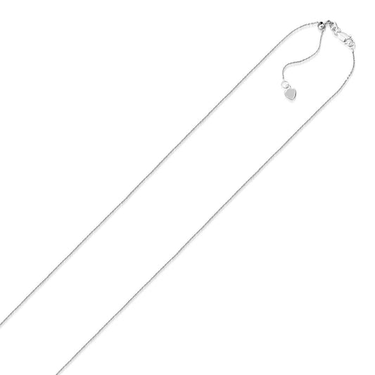 10k White Gold Adjustable Cable Chain (1.10 mm) by Avera Group